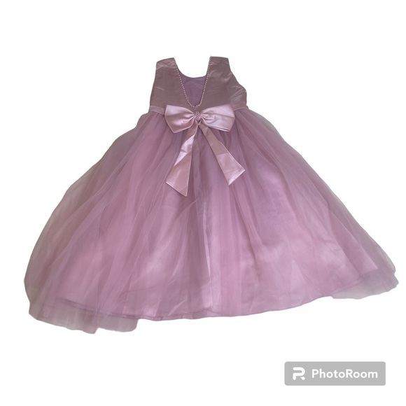 NNJXD Pink Flower Girl Formal Dress Zipper Closure Size Tab 160 Age 11-12 years - Picture 11 of 13